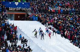 14.02.2015, Oestersund, Sweden (SWE): Richard Jouve (FRA), Toni Ketelae (FIN), Simeon Hamilton (USA), Nikita Kriukov (RUS), Eirik Brandsdal (NOR), Jovian Hediger (SUI), (l-r)  - FIS world cup cross-country, individual sprint, Oestersund (SWE). www.nordicfocus.com. © Felgenhauer/NordicFocus. Every downloaded picture is fee-liable.