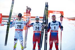 14.02.2015, Oestersund, Sweden (SWE): Alex Harvey (CAN), Finn Haagen Krogh (NOR), Timo Andre Bakken (NOR), (l-r)  - FIS world cup cross-country, individual sprint, Oestersund (SWE). www.nordicfocus.com. © Felgenhauer/NordicFocus. Every downloaded picture is fee-liable.