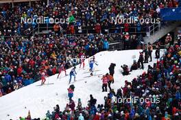 14.02.2015, Oestersund, Sweden (SWE): Therese Johaug (NOR), Heidi Weng (NOR), Aino-Kaisa Saarinen (FIN), Kari Vikhagen Gjeitnes (NOR), Maja Dahlqvist (SWE), Linn Soemskar (SWE), (l-r)  - FIS world cup cross-country, individual sprint, Oestersund (SWE). www.nordicfocus.com. © Felgenhauer/NordicFocus. Every downloaded picture is fee-liable.