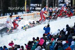 14.02.2015, Oestersund, Sweden (SWE): Alex Harvey (CAN), Sondre Turvoll Fossli (NOR), Timo Andre Bakken (NOR), Finn Haagen Krogh (NOR), (l-r)  - FIS world cup cross-country, individual sprint, Oestersund (SWE). www.nordicfocus.com. © Felgenhauer/NordicFocus. Every downloaded picture is fee-liable.