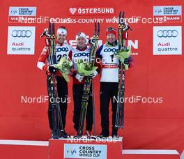 14.02.2015, Oestersund, Sweden (SWE): Alex Harvey (CAN), Finn Haagen Krogh (NOR), Timo Andre Bakken (NOR), (l-r) - FIS world cup cross-country, individual sprint, Oestersund (SWE). www.nordicfocus.com. © Felgenhauer/NordicFocus. Every downloaded picture is fee-liable.