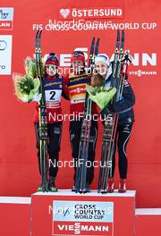 14.02.2015, Oestersund, Sweden (SWE): Maiken Caspersen Falla (NOR), Marit Bjoergen (NOR), Stina Nilsson (SWE), (l-r) - FIS world cup cross-country, individual sprint, Oestersund (SWE). www.nordicfocus.com. © Felgenhauer/NordicFocus. Every downloaded picture is fee-liable.