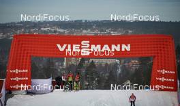 13.02.2015, Oestersund, Sweden (SWE): the final uphill with a beautiful view at a Viessmann arch, and Oestersund, of course - FIS world cup cross-country, training, Oestersund (SWE). www.nordicfocus.com. © Felgenhauer/NordicFocus. Every downloaded picture is fee-liable.