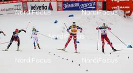 07.03.2015, Lahti, Finland (FIN): (l-r) Kikkan Randall (USA), Fischer, Yoko, Rottefella, Hanna Falk (SWE), Atomic, One Way, Alpina, Rottefella, Craft, Marit Bjoergen (NOR), Fischer, Swix, Rottefella and Ingvild Flugstad Oestberg (NOR), Madshus, Swix, Rottefella - FIS world cup cross-country, individual sprint, Lahti (FIN). www.nordicfocus.com. © Laiho/NordicFocus. Every downloaded picture is fee-liable.