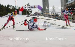 07.03.2015, Lahti, Finland (FIN): (l-r) Martin Jonsrud Sundby (NOR), Fischer, KV+, Rottefella, Anton Gafarov (RUS), Salomon, Swix, Adidas, Ristomatti Hakola (FIN), Fischer, Exel and Petter Northug (NOR), Fischer, Swix, Rottefella - FIS world cup cross-country, individual sprint, Lahti (FIN). www.nordicfocus.com. © Laiho/NordicFocus. Every downloaded picture is fee-liable.