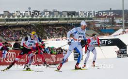 07.03.2015, Lahti, Finland (FIN): (l-r) Dominik Baldauf (AUT), Peeter Kummel (EST) and Lasse Paakkonen (FIN) - FIS world cup cross-country, individual sprint, Lahti (FIN). www.nordicfocus.com. © Laiho/NordicFocus. Every downloaded picture is fee-liable.