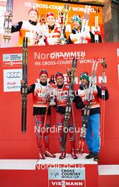 11.03.2015, Oslo, Norway (NOR): Eirik Brandsdal (NOR), Finn Haagen Krogh (NOR), Federico Pellegrino (ITA), (l-r) - FIS world cup cross-country, cups, Oslo (NOR). www.nordicfocus.com. © Felgenhauer/NordicFocus. Every downloaded picture is fee-liable.