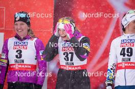24.02.2015, Falun, Sweden (SWE): Caitlin Gregg (USA), Jessica Diggins (USA), Charlotte Kalla (SWE), (l-r)  - FIS nordic world ski championships, cross-country, 10km women, Falun (SWE). www.nordicfocus.com. © NordicFocus. Every downloaded picture is fee-liable.