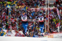 28.02.2015, Falun, Sweden (SWE): Aino-Kaisa Saarinen (FIN), Kerttu Niskanen (FIN), (l-r)  - FIS nordic world ski championships, cross-country, 30km women, Falun (SWE). www.nordicfocus.com. © NordicFocus. Every downloaded picture is fee-liable.