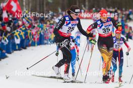 28.02.2015, Falun, Sweden (SWE): Nathalie Von Siebenthal (SUI), Victoria Carl (GER), (l-r)  - FIS nordic world ski championships, cross-country, 30km women, Falun (SWE). www.nordicfocus.com. © NordicFocus. Every downloaded picture is fee-liable.