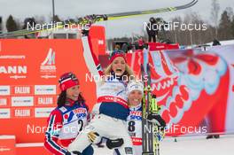 28.02.2015, Falun, Sweden (SWE): Marit Bjoergen (NOR), Therese Johaug (NOR), Charlotte Kalla (SWE), (l-r)  - FIS nordic world ski championships, cross-country, 30km women, Falun (SWE). www.nordicfocus.com. © NordicFocus. Every downloaded picture is fee-liable.