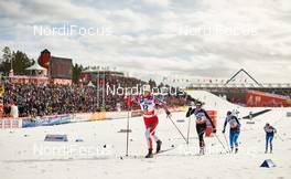 28.02.2015, Falun, Sweden (SWE): Ingvild Flugstad Oestberg (NOR), Nathalie Von Siebenthal (SUI), Riitta-Liisa Roponen (FIN), (l-r)  - FIS nordic world ski championships, cross-country, 30km women, Falun (SWE). www.nordicfocus.com. © NordicFocus. Every downloaded picture is fee-liable.