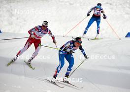 28.02.2015, Falun, Sweden (SWE): Marit Bjoergen (NOR), Aino-Kaisa Saarinen (FIN), Anne Kylloenen (FIN), (l-r)  - FIS nordic world ski championships, cross-country, 30km women, Falun (SWE). www.nordicfocus.com. © NordicFocus. Every downloaded picture is fee-liable.