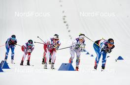 28.02.2015, Falun, Sweden (SWE): Heidi Weng (NOR), Marit Bjoergen (NOR), Charlotte Kalla (SWE), Aino-Kaisa Saarinen (FIN), (l-r)  - FIS nordic world ski championships, cross-country, 30km women, Falun (SWE). www.nordicfocus.com. © NordicFocus. Every downloaded picture is fee-liable.