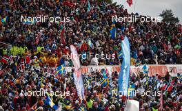 28.02.2015, Falun, Sweden (SWE): spectators with flags - FIS nordic world ski championships, cross-country, 30km women, Falun (SWE). www.nordicfocus.com. © NordicFocus. Every downloaded picture is fee-liable.