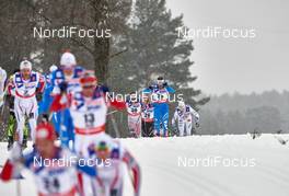 01.03.2015, Falun, Sweden (SWE): Andrew Musgrave (GBR), Jonas Baumann (SUI), Mattia Pellegrin (ITA), (l-r)  - FIS nordic world ski championships, cross-country, 50km men, Falun (SWE). www.nordicfocus.com. © NordicFocus. Every downloaded picture is fee-liable.