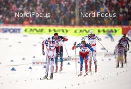 01.03.2015, Falun, Sweden (SWE): Petter Northug (NOR), Lukas Bauer (CZE), Johan Olsson (SWE), (l-r)  - FIS nordic world ski championships, cross-country, 50km men, Falun (SWE). www.nordicfocus.com. © NordicFocus. Every downloaded picture is fee-liable.