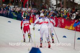 19.02.2015, Falun, Sweden (SWE): Marit Bjoergen (NOR), Stina Nilsson (SWE), Hanna Falk (SWE) - FIS nordic world ski championships, cross-country, individual sprint, Falun (SWE). www.nordicfocus.com. © NordicFocus. Every downloaded picture is fee-liable.