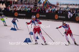 19.02.2015, Falun, Sweden (SWE): Maiken Caspersen Falla (NOR), Marit Bjoergen (NOR) - FIS nordic world ski championships, cross-country, individual sprint, Falun (SWE). www.nordicfocus.com. © NordicFocus. Every downloaded picture is fee-liable.