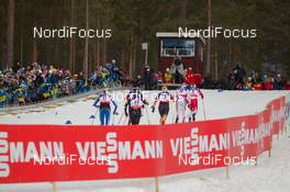 19.02.2015, Falun, Sweden (SWE): Ingvild Flugstad Oestberg (NOR), Magdalena Pajala (SWE), Evgenia Shapovalova (RUS), Sandra Ringwald (GER), Anne Kylloenen (FIN), Celia Aymonier (FRA) - FIS nordic world ski championships, cross-country, individual sprint, Falun (SWE). www.nordicfocus.com. © NordicFocus. Every downloaded picture is fee-liable.