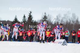19.02.2015, Falun, Sweden (SWE): Tomas Northug (NOR), Ola Vigen Hattestad (NOR), Petter Northug (NOR) - FIS nordic world ski championships, cross-country, individual sprint, Falun (SWE). www.nordicfocus.com. © NordicFocus. Every downloaded picture is fee-liable.