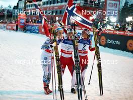 19.02.2015, Falun, Sweden (SWE): Stina Nilsson (SWE), Marit Bjoergen (NOR), Maiken Caspersen Falla (NOR), (l-r)  - FIS nordic world ski championships, cross-country, individual sprint, Falun (SWE). www.nordicfocus.com. © NordicFocus. Every downloaded picture is fee-liable.