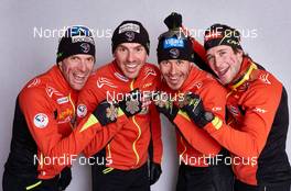 27.02.2015, Falun, Sweden (SWE): Jean Marc Gaillard (FRA), Maurice Manificat (FRA), Robin Duvillard (FRA), Adrien Backscheider (FRA), (l-r)  - FIS nordic world ski championships, cross-country, medals, Falun (SWE). www.nordicfocus.com. © NordicFocus. Every downloaded picture is fee-liable.