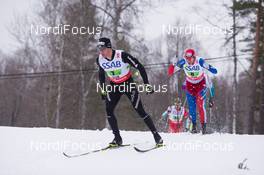 27.02.2015, Falun, Sweden (SWE): Dario Cologna (SUI), Martin Jaks (CZE), (l-r)  - FIS nordic world ski championships, cross-country, 4x10km men, Falun (SWE). www.nordicfocus.com. © NordicFocus. Every downloaded picture is fee-liable.