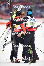 27.02.2015, Falun, Sweden (SWE): Robin Duvillard (FRA), Adrien Backscheider (FRA), Maurice Manificat (FRA), (l-r)  - FIS nordic world ski championships, cross-country, 4x10km men, Falun (SWE). www.nordicfocus.com. © NordicFocus. Every downloaded picture is fee-liable.