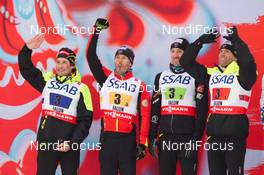 27.02.2015, Falun, Sweden (SWE): Adrien Backscheider (FRA), Robin Duvillard (FRA), Maurice Manificat (FRA), Jean Marc Gaillard (FRA), (l-r)  - FIS nordic world ski championships, cross-country, 4x10km men, Falun (SWE). www.nordicfocus.com. © NordicFocus. Every downloaded picture is fee-liable.