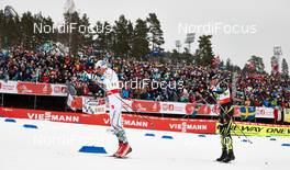 27.02.2015, Falun, Sweden (SWE): Johan Olsson (SWE), Maurice Manificat (FRA), (l-r)  - FIS nordic world ski championships, cross-country, 4x10km men, Falun (SWE). www.nordicfocus.com. © NordicFocus. Every downloaded picture is fee-liable.