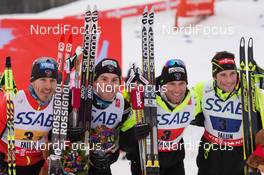 27.02.2015, Falun, Sweden (SWE): Robin Duvillard (FRA), Maurice Manificat (FRA), Jean Marc Gaillard (FRA), Adrien Backscheider (FRA), (l-r)  - FIS nordic world ski championships, cross-country, 4x10km men, Falun (SWE). www.nordicfocus.com. © NordicFocus. Every downloaded picture is fee-liable.