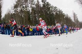 27.02.2015, Falun, Sweden (SWE): Jonas Dobler (GER), Niklas Dyrhaug (NOR), Alex Harvey (CAN), Ueli Schnider (SUI), (l-r)  - FIS nordic world ski championships, cross-country, 4x10km men, Falun (SWE). www.nordicfocus.com. © NordicFocus. Every downloaded picture is fee-liable.