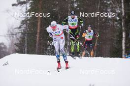 27.02.2015, Falun, Sweden (SWE): Johan Olsson (SWE), Thomas Bing (GER), Maurice Manificat (FRA), (l-r)  - FIS nordic world ski championships, cross-country, 4x10km men, Falun (SWE). www.nordicfocus.com. © NordicFocus. Every downloaded picture is fee-liable.