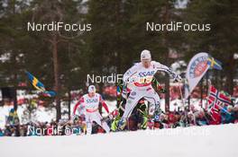 27.02.2015, Falun, Sweden (SWE): Marcus Hellner (SWE), Robin Duvillard (FRA), Anders Gloeersen (NOR), (l-r)  - FIS nordic world ski championships, cross-country, 4x10km men, Falun (SWE). www.nordicfocus.com. © NordicFocus. Every downloaded picture is fee-liable.