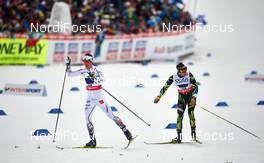 27.02.2015, Falun, Sweden (SWE): Calle Halfvarsson (SWE), Adrien Backscheider (FRA), (l-r)  - FIS nordic world ski championships, cross-country, 4x10km men, Falun (SWE). www.nordicfocus.com. © NordicFocus. Every downloaded picture is fee-liable.