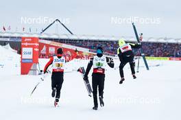 27.02.2015, Falun, Sweden (SWE): Robin Duvillard (FRA), Maurice Manificat (FRA), Jean Marc Gaillard (FRA), (l-r)  - FIS nordic world ski championships, cross-country, 4x10km men, Falun (SWE). www.nordicfocus.com. © NordicFocus. Every downloaded picture is fee-liable.