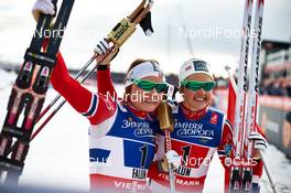 22.02.2015, Falun, Sweden (SWE): Maiken Caspersen Falla (NOR), Ingvild Flugstad Oestberg (NOR), (l-r)  - FIS nordic world ski championships, cross-country, team sprint, Falun (SWE). www.nordicfocus.com. © NordicFocus. Every downloaded picture is fee-liable.