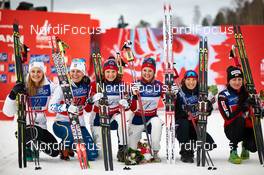 22.02.2015, Falun, Sweden (SWE): Stina Nilsson (SWE), Ida Ingemarsdotter (SWE), Maiken Caspersen Falla (NOR), Ingvild Flugstad Oestberg (NOR), Sylwia Jaskowiec (POL), Justyna Kowalczyk (POL), (l-r) - FIS nordic world ski championships, cross-country, team sprint, Falun (SWE). www.nordicfocus.com. © NordicFocus. Every downloaded picture is fee-liable.