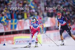 22.02.2015, Falun, Sweden (SWE): Maiken Caspersen Falla (NOR), Denise Herrmann (GER), (l-r)  - FIS nordic world ski championships, cross-country, team sprint, Falun (SWE). www.nordicfocus.com. © NordicFocus. Every downloaded picture is fee-liable.