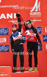 22.02.2015, Falun, Sweden (SWE): Sylwia Jaskowiec (POL), Justyna Kowalczyk (POL), (l-r) - FIS nordic world ski championships, cross-country, team sprint, Falun (SWE). www.nordicfocus.com. © NordicFocus. Every downloaded picture is fee-liable.
