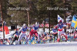 22.02.2015, Falun, Sweden (SWE): Maiken Caspersen Falla (NOR), Stina Nilsson (SWE), Sylwia Jaskowiec (POL), (l-r)  - FIS nordic world ski championships, cross-country, team sprint, Falun (SWE). www.nordicfocus.com. © NordicFocus. Every downloaded picture is fee-liable.