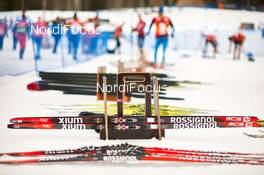 25.02.2015, Falun, Sweden (SWE): Rossignol skis ready for the tests - FIS nordic world ski championships, cross-country, training, Falun (SWE). www.nordicfocus.com. © NordicFocus. Every downloaded picture is fee-liable.