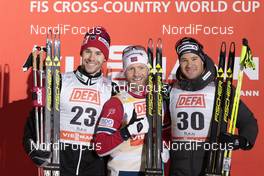 28.11.2015, Ruka, Finland (FIN): Alex Harvey (CAN), Martin Johnsrud Sundby (NOR), Dario Cologna (SUI), (l-r) - FIS world cup cross-country, 10km men, Ruka (FIN). www.nordicfocus.com. © Modica/NordicFocus. Every downloaded picture is fee-liable.