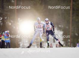 28.11.2015, Ruka, Finland (FIN): Simon Andersson (SWE), Francesco De Fabiani (ITA), (l-r)  - FIS world cup cross-country, 10km men, Ruka (FIN). www.nordicfocus.com. © Felgenhauer/NordicFocus. Every downloaded picture is fee-liable.
