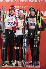 28.11.2015, Ruka, Finland (FIN): Alex Harvey (CAN), Martin Johnsrud Sundby (NOR), Dario Cologna (SUI), (l-r) - FIS world cup cross-country, 10km men, Ruka (FIN). www.nordicfocus.com. © Modica/NordicFocus. Every downloaded picture is fee-liable.