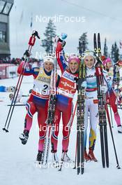 29.11.2015, Ruka, Finland (FIN): Ingvild Flugstad Oestberg (NOR), Therese Johaug (NOR), Stina Nilsson (SWE), (l-r)  - FIS world cup cross-country, 10km women, Ruka (FIN). www.nordicfocus.com. © Felgenhauer/NordicFocus. Every downloaded picture is fee-liable.