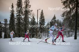 29.11.2015, Ruka, Finland (FIN): Ida Ingemarsdotter (SWE), Ingvild Flugstad Oestberg (NOR), Stina Nilsson (SWE), Heidi Weng (NOR), (l-r)  - FIS world cup cross-country, 10km women, Ruka (FIN). www.nordicfocus.com. © Modica/NordicFocus. Every downloaded picture is fee-liable.