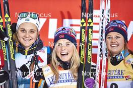 29.11.2015, Ruka, Finland (FIN): Stina Nilsson (SWE), Therese Johaug (NOR), Ingvild Flugstad Oestberg (NOR), (l-r) - FIS world cup cross-country, 10km women, Ruka (FIN). www.nordicfocus.com. © Felgenhauer/NordicFocus. Every downloaded picture is fee-liable.