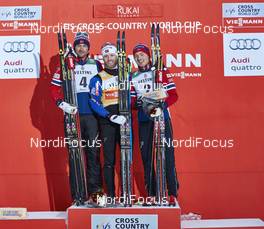 29.11.2015, Ruka, Finland (FIN): Petter Northug (NOR), Martin Johnsrud Sundby (NOR), Finn Haagen Krogh (NOR), (l-r) - FIS world cup cross-country, 15km men, Ruka (FIN). www.nordicfocus.com. © Felgenhauer/NordicFocus. Every downloaded picture is fee-liable.